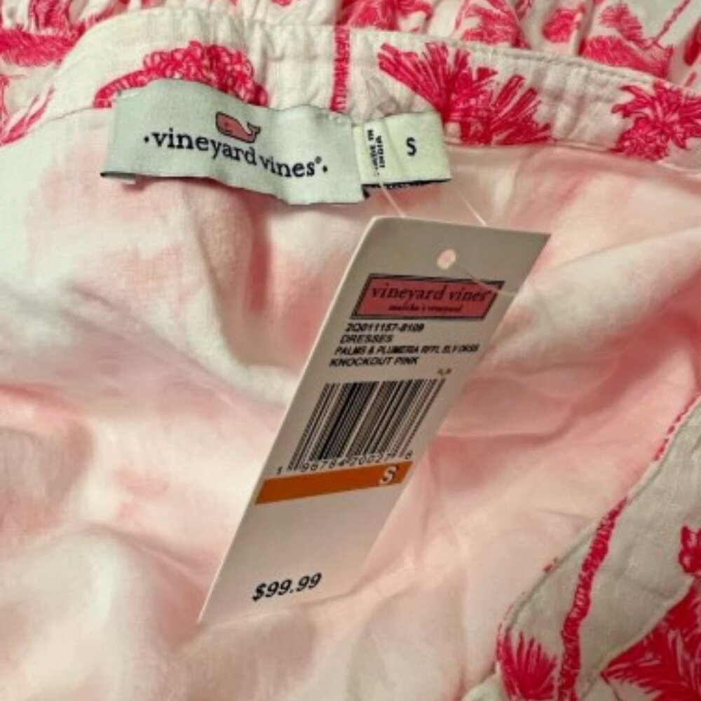 NWT Vineyard Vines Pink Palms & Palmeria Ruffle Sleeves Dress - Small - Picture 7 of 7